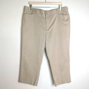 Lauren Ralph Lauren Khaki Cropped Straight Leg Capri Pants Womens 16 Old Money
